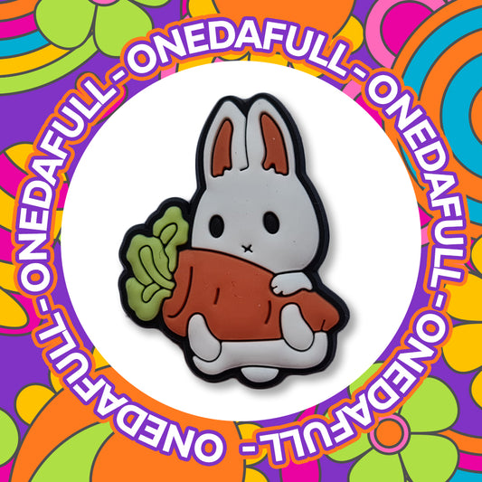 Happy Rabbit Holding A Carrot Charm To Fit Crocs