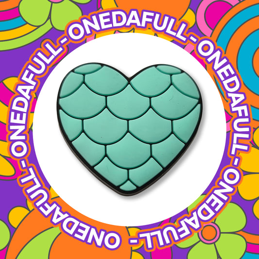 Super Cute Dragon Reptile Scales Green Heart Charm To Fit Crocs/Clogs - Pretty - Love