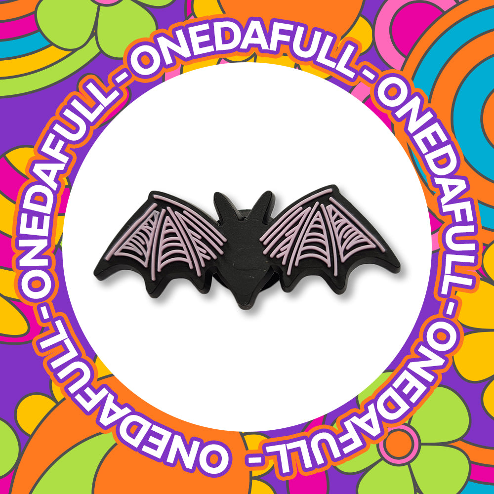 Super Cute Pink And Black Flying Bat Charm To Fit Crocs/Clogs - Horror - Vampire