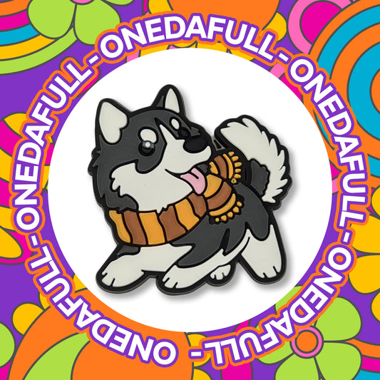 Chunky Husky Dog Puppy Wearing A Scarf Clog Charm