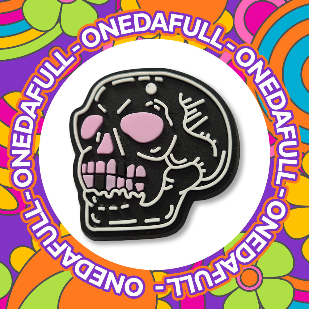 Super Cute Pink And Black Skull Skeleton Charm To Fit Crocs/Clogs - Horror - Vampire