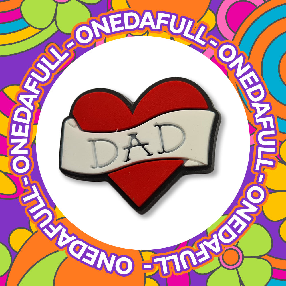 Super Cute - Dad Tattoo Heart Fathers Day Charm To Fit Crocs/Clogs - LOVE