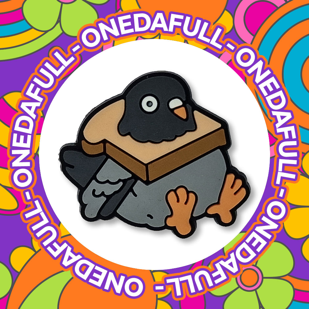 Super Cute Greedy Trampy Pigeon With Head In Bread Croc Charm - Animal Funny