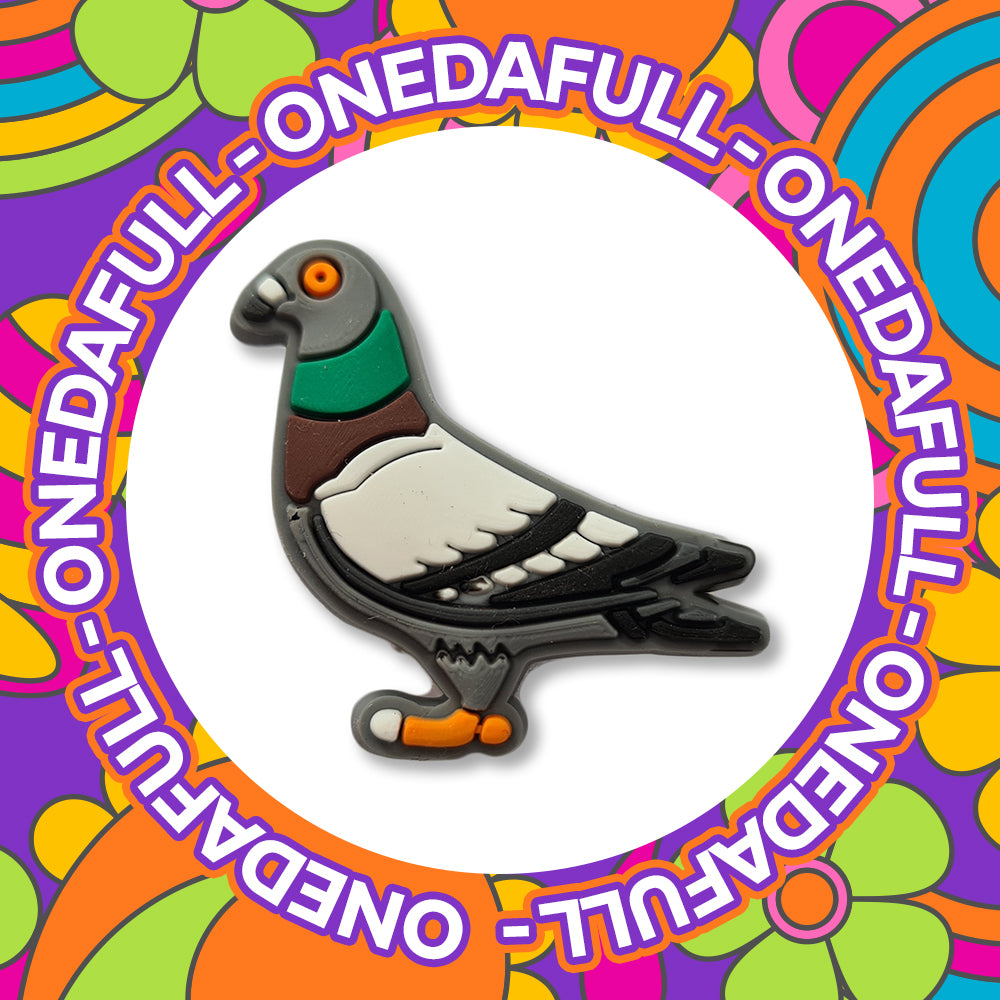 Funny Trampy Grey Pigeon Clog Charm