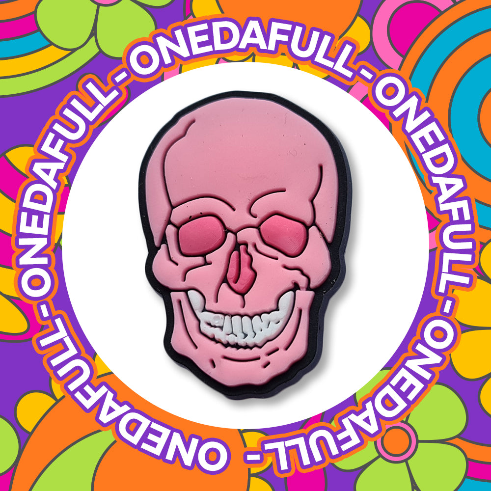 Pink Skull Croc Charm: Spooky 3D Clog Decoration