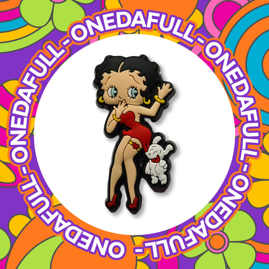 SUPER CUTE Pretty Betty Boop Face With Dog Charm To Fit Crocs/Clogs - Cartoon