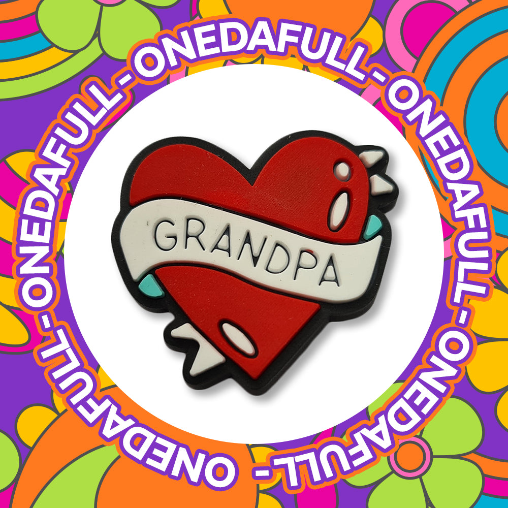 Super Cute - Grandpa Tattoo Heart Fathers Day Charm To Fit Crocs/Clogs - LOVE
