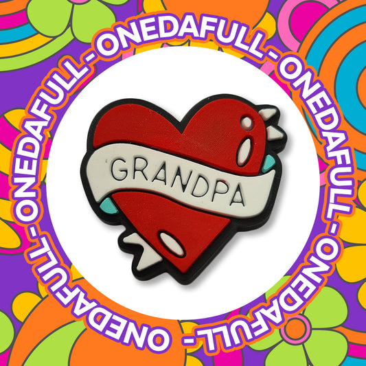 Super Cute - Grandpa Tattoo Heart Fathers Day Charm To Fit Crocs/Clogs - LOVE