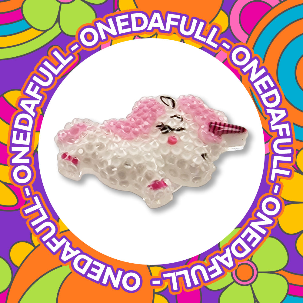 Beautiful Luxury Chunky Shiny Baby White & Pink Unicorn Charm To Fit Crocs/Clogs - 3D Resin