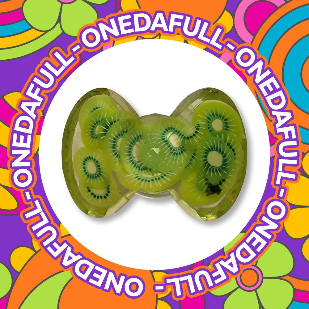 Beautiful Luxury Chunky Shiny Kiwi Fruit Bow Charm To Fit Crocs/Clogs - 3D Resin