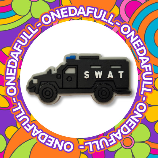 Super Cute Police SWAT Riot Van Charm To Fit Crocs/Clogs - Law - Officer