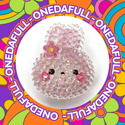 Beautiful Luxury 3d Resin Pink Rabbit With Flower Charm To Fit Crocs/Clogs
