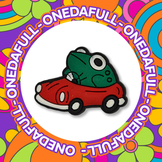 Frog Toad Driving A Car Clog Charm