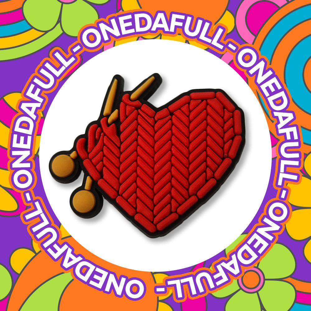 Super Cute Red Love Heart Knitting Needle Crochet Charm To Fit Crocs/Clogs - Hobby Pretty
