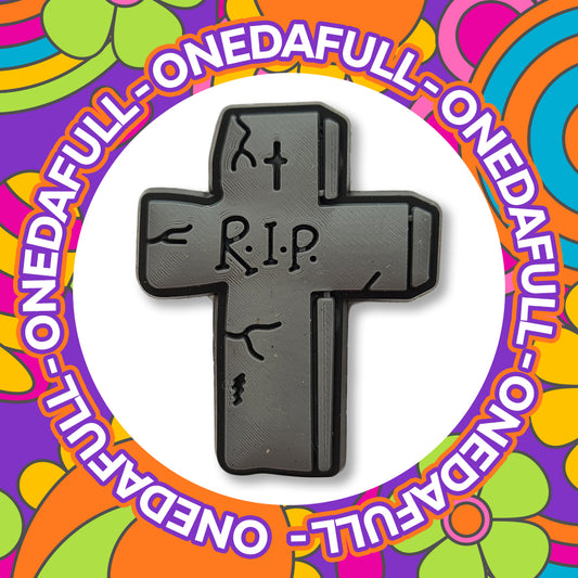 Super Cute Spooky RIP Cross Gravestone Croc Charm - Horror Cemetery