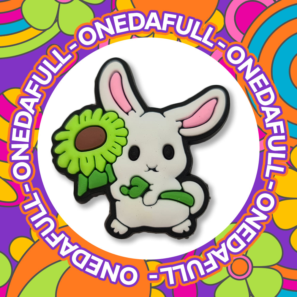 Baby Rabbit With Sunflower Clog Charm