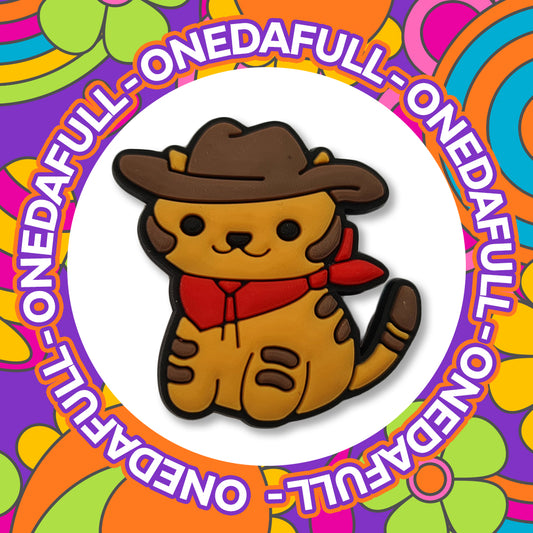 SUPER Cute BABY Ginger And Brown Cowboy Hat Kitten Charm To Fit Crocs/Clogs - CAT