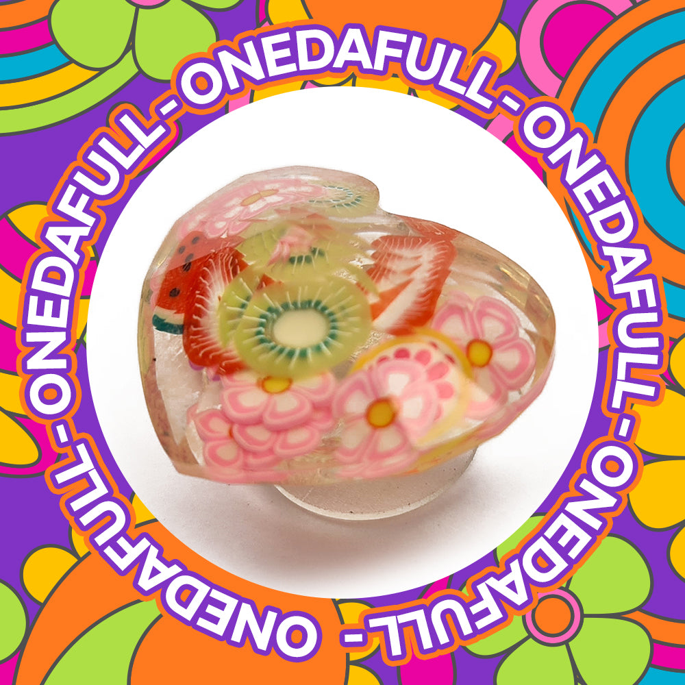 Beautiful Luxury 3d Resin Fruit Flower Filled Heart Charm To Fit Crocs/Clogs