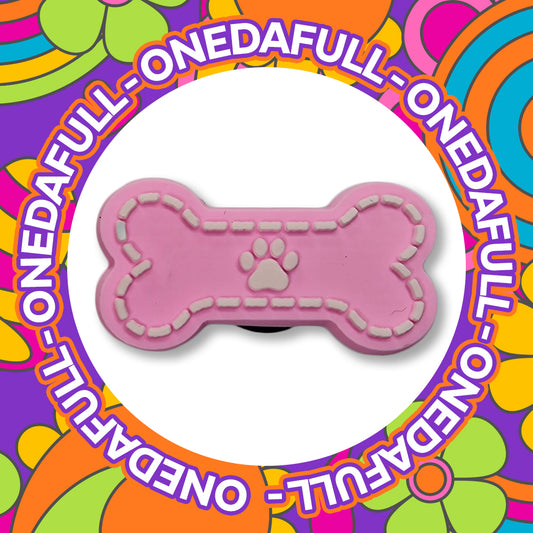 Super Cute Pink Puppy Dog Bone With With Paw Print Croc Charm