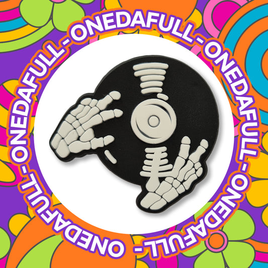 Super Cute Skeleton DJ Deejay Vinyl LP Turntable Charm To Fit Crocs/Clogs