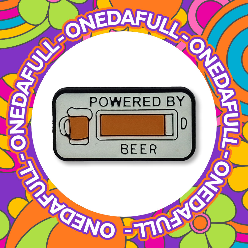 Funny Powered By Beer Gauge Croc Charm - Dad Fathers Day Funny