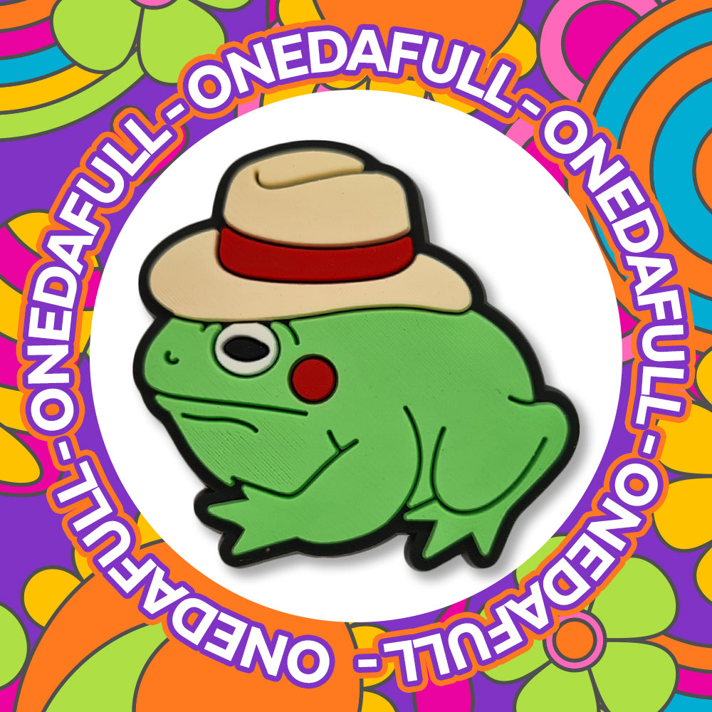 SUPER CUTE Chunky BABY Frog Toad Wearing A Hat Fedora Charm To Fit Crocs/Clogs - Animal
