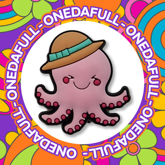 Super Cute Pink Blushing Octopus Wearing A Hat Croc Charm
