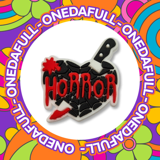 Super Cute Spooky Scary Horror Love Heart Badge Charm To Fit Crocs/Clogs - Halloween