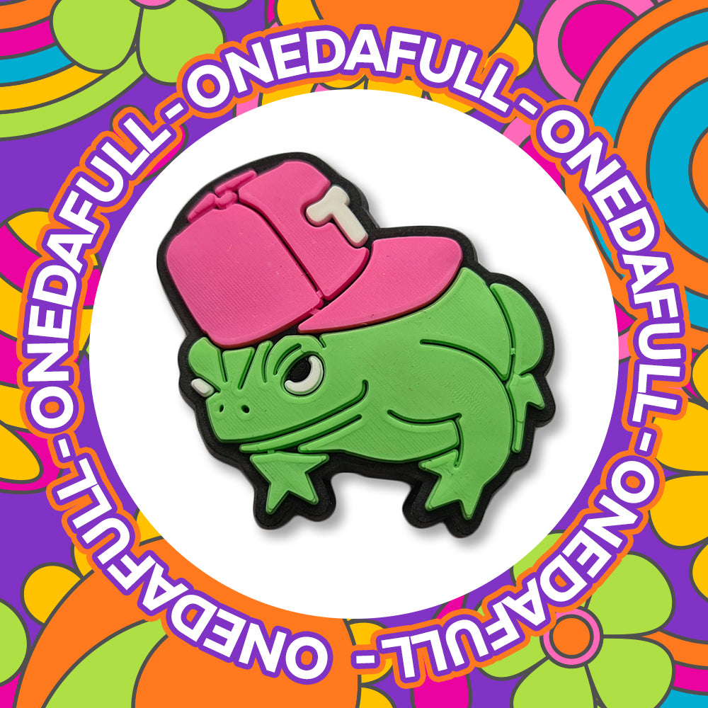 SUPER CUTE Grumpy Toad With A Cap On Gang Gang Charm To Fit Crocs/Clogs - FROG