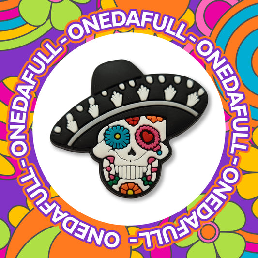 Super Cute Enchanted Sugar Skull With Hat Heart Charm To Fit Crocs/Clogs