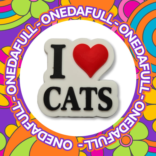 Super Cute I LOVE Cats Meow Charm To Fit Crocs/Clogs - PRETTY - Animal