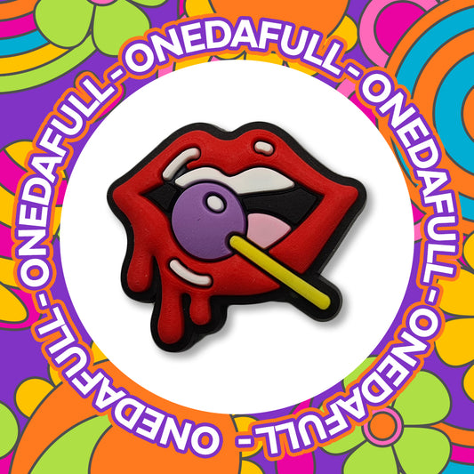 3D Dripping Red Lip Lollipop Charm for Crocs/Clogs