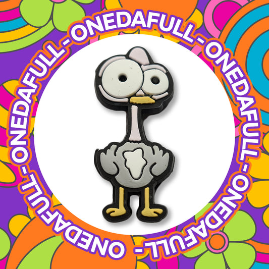 Funny Wide Eyed Ostrich Croc Charm - PVC Clog Decoration