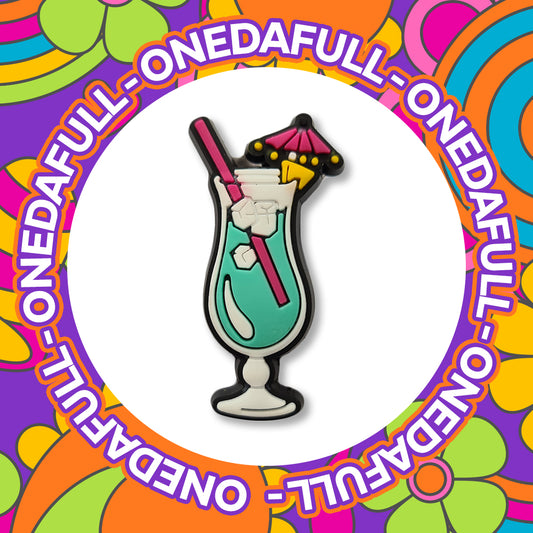Super Cute Cocktail With Straw Holiday Sun Charm To Fit Crocs/Clogs - Drink