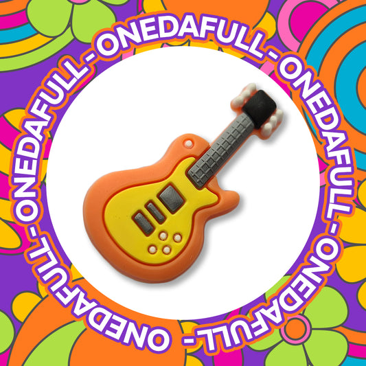 Super Cute Orange / Yellow Electric Guitar Charm To Fit Crocs/Clogs - Music